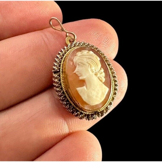 Vintage 800 Silver Cameo Pendant Signed Art Deco … - image 7