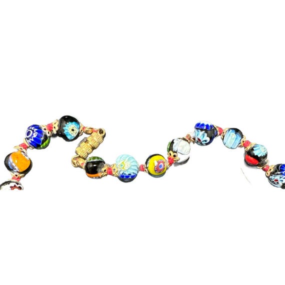 Italian Millefiori Necklace Hand Knotted Single S… - image 5