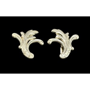 925 Sterling Silver Vintage Wing Ribbed Clip On Earrings