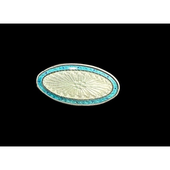 Art Nouveau Brooch Signed Sterling Silver Rims & … - image 2