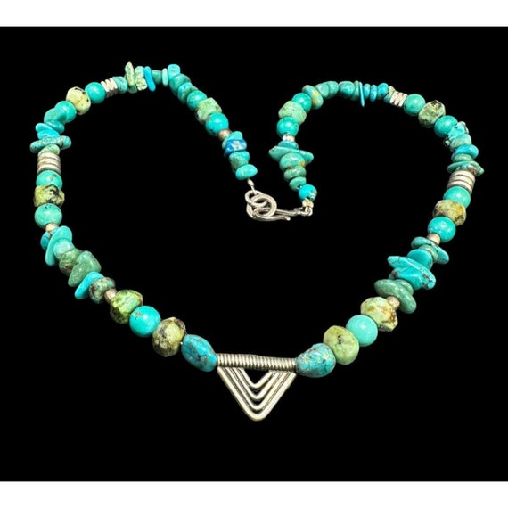 Sterling Silver And Turquoise Beaded Necklace Eth… - image 5