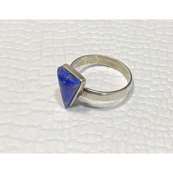 Lapis Lazuli Gemstone Triangle 925 Silver Ring Tr… - image 4