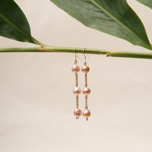 Pink Edison Pearl Dangle Earrings 14 kt Gold filled