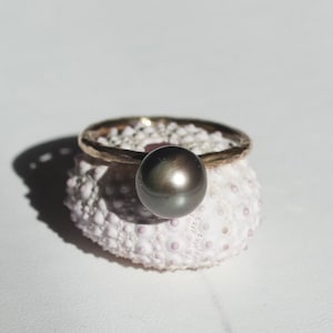 14 Kt Gold Filled Tahitian Pearl Statement Ring / Pearl Gold Ring