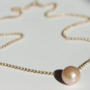 15 mm Pink Edison Pearl 14 Kt Gold Filled Necklace 18 inch chain