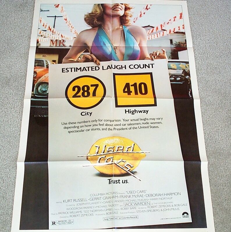 Original USED CARS Movie Poster 1sheet, 1980, Folded Excellent