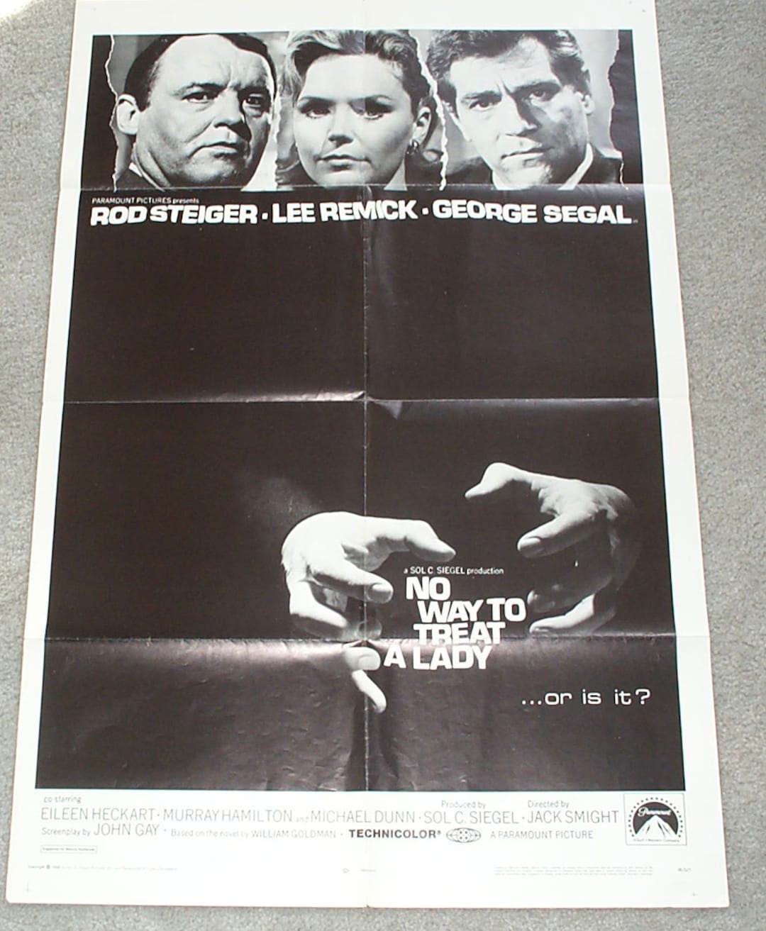 Original No Way to Treat a Lady 1968 Movie Poster ROD STEIGER