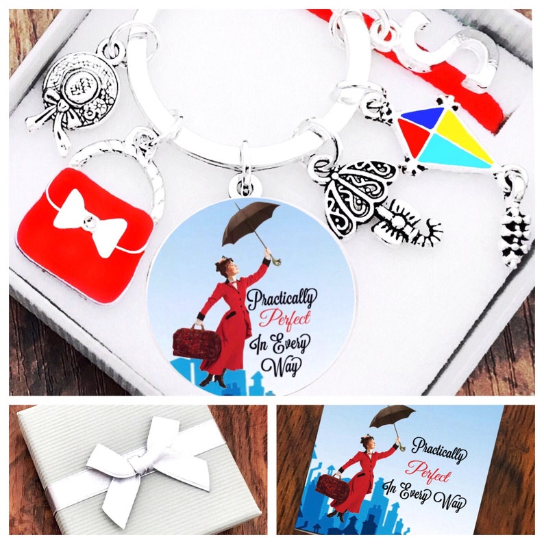 Mary Poppins Gift,Practically Perfect In Every Way, Mary Poppins Keyring, Mary Poppins Keepsake, Gift Box and Gift Card image 1