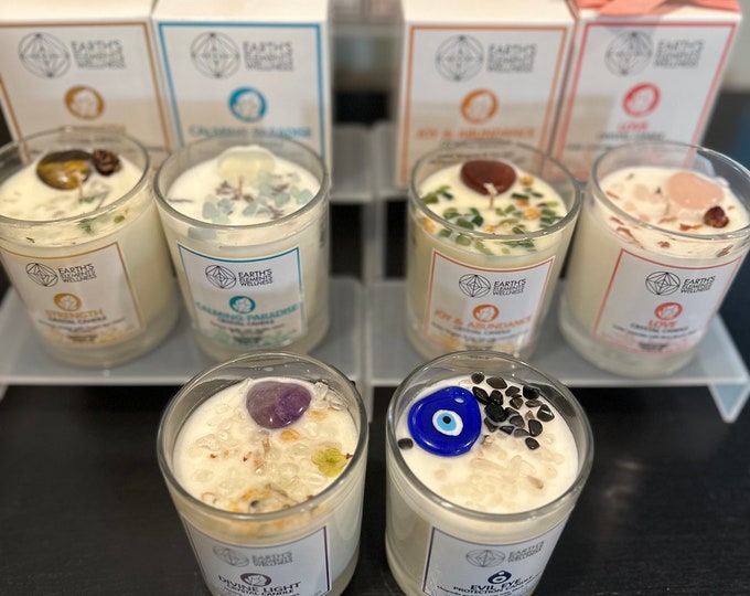 Earths Elements Hand Poured Soy Wax Crystal Infused Candles - Etsy