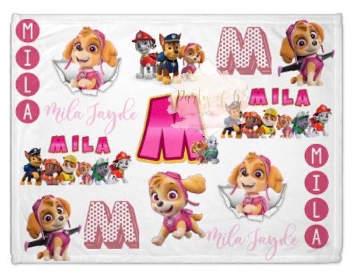 Paw Patrol Theme Blanket Personalized Blanket Kids Blanket Etsy