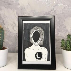 Hand drawn illustration- Moon Soul Woman-ClosCreativeCreation