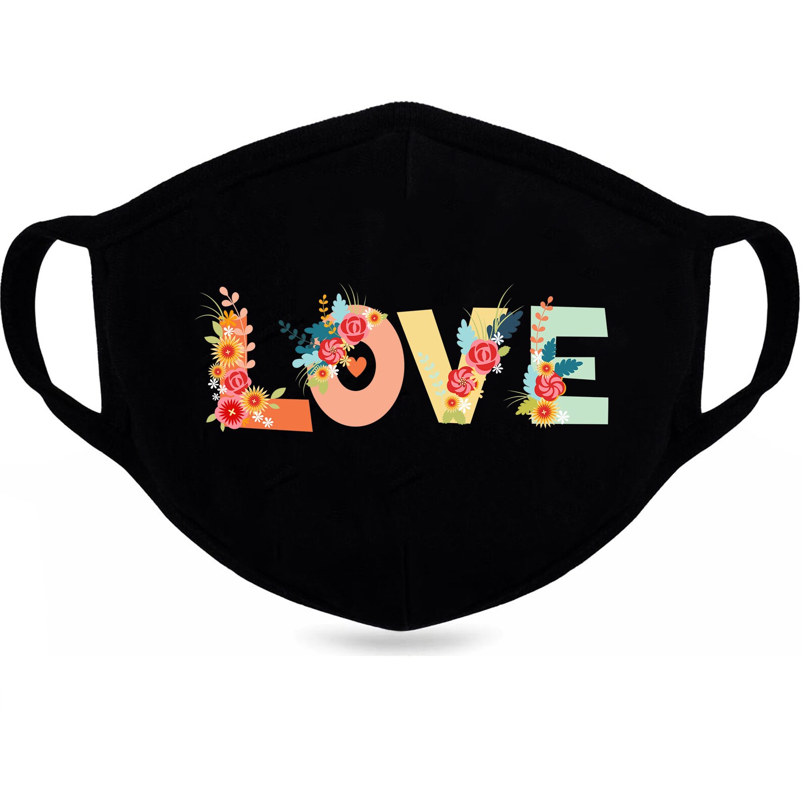 Flower Face Mask Love Flowers Mask Face Mask Reusable Etsy