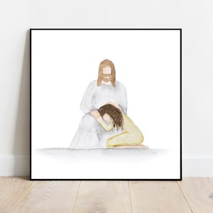 Jesus Christ Comforting Watercolor Print - Digital Download - LDS Art - Religious Painting