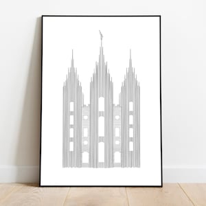 Salt Lake Temple - Line Art - LDS Wall Art - Church of Jesus Christ Print - Modern Print