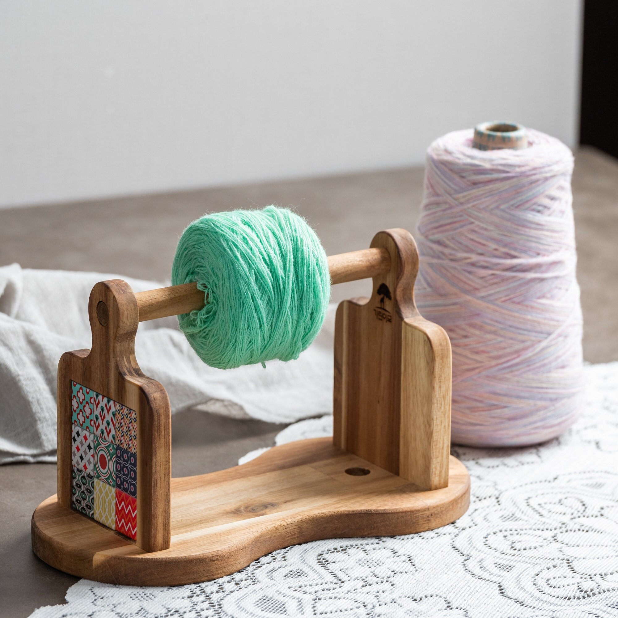 Yarn Holder Double Yarn Butler Large Yarn Wooden Spinning Etsy