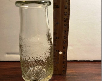 6 ounce Heritage Dairy Pair of Vintage Glass Milk Bottles