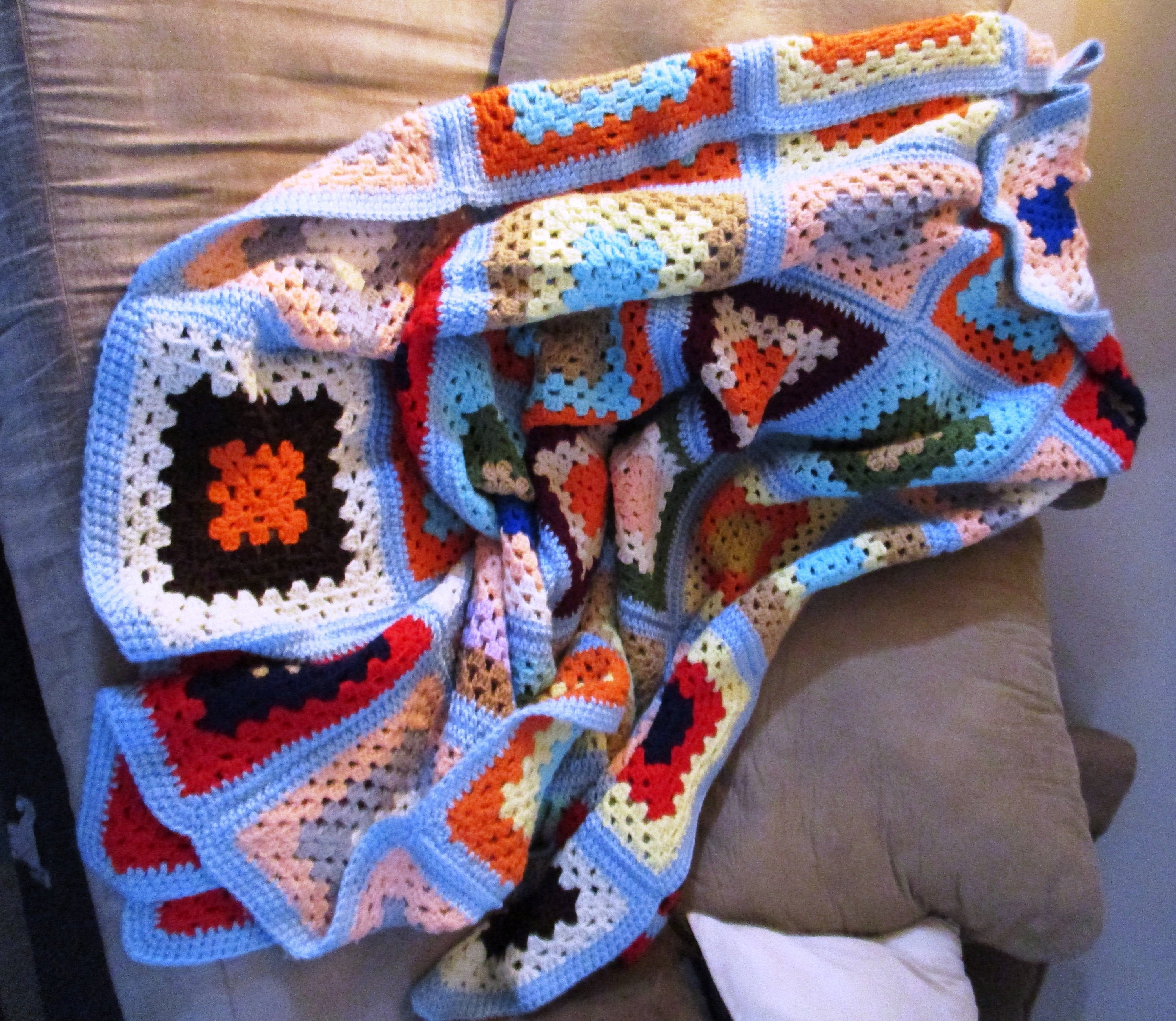 Colorful Hand Crocheted Afghan Sofa Sized Throw Etsy