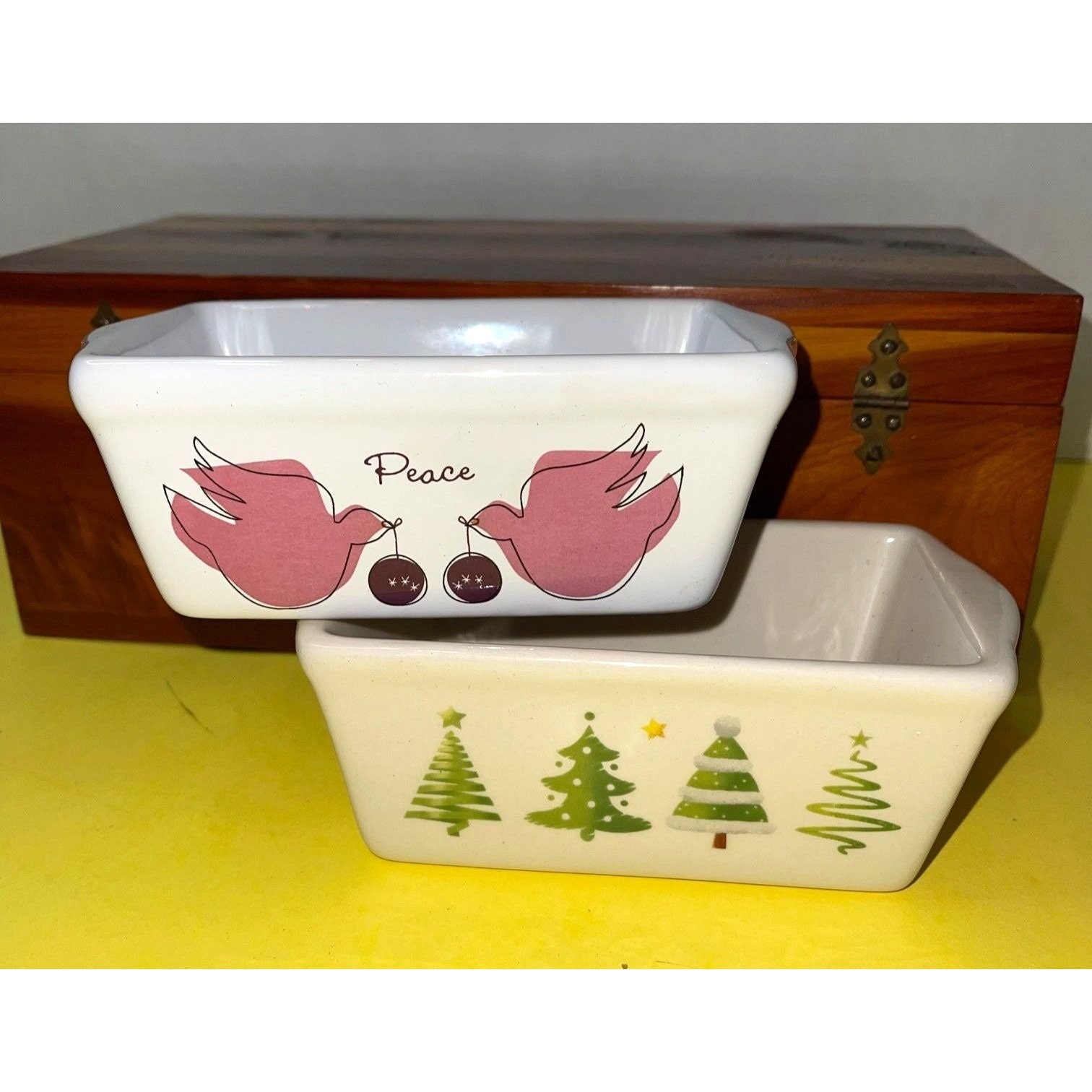 Buy Pair of Ceramic Holiday Mini Loaf Pans Christmas Baking Crafting Gifting Trees Online in India Etsy