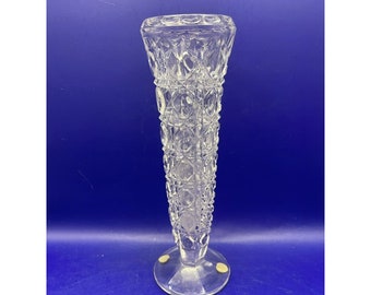 Indiana Glass Royal Brighton Bud Vase Button Cane Pattern 7.5" Flower Décor VTG