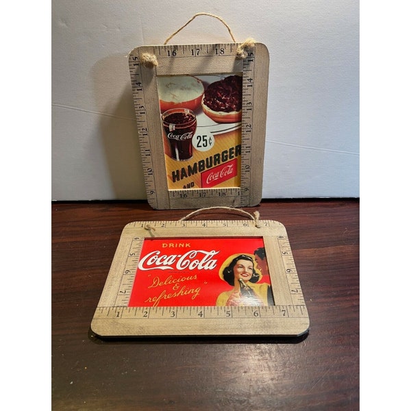 Pair of Coca Cola Ruler Framed Wall Hangings Advertisement Décor Advertisement