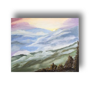 Mountain Mist Blue Ridge Mountains 16X20 Acrylic Painting Original Artwork Premium Stretched Canvas