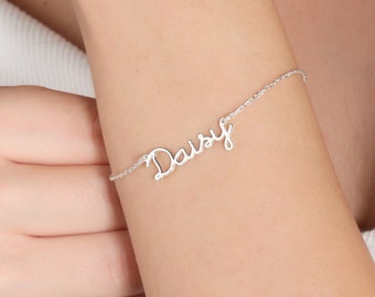 Silver Name Bracelet- Gold Personalized Name Jewelry- Dainty Name Bracelet- Custom Personalized Bracelet- Christmas Jewelry- Gift for Mom