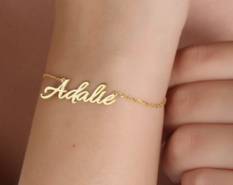 Silver Name Bracelet- Gold Personalized Name Jewelry- Dainty Name Bracelet- Custom Personalized Bracelet- Christmas Jewelry- Gift for Mom
