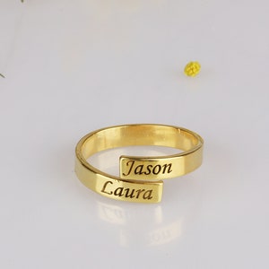 Engraved Double Name Ring Two Name Rings Personalized Names Couples Names on Ring New Mom Gift Mother Daughter Family Riing