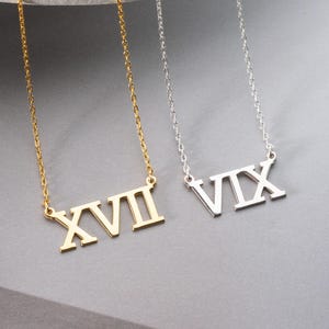 Roman Numeral Necklace Custom Roman Numeral Jewelry Number Necklace History Necklace Date Necklace Antique Pendant Necklace Christmas Gifts