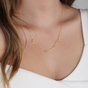 Collar de nombre minimalista múltiple, collar de 3 nombres, joyería de nombre de oro personalizada, regalo personalizado para ella, collar de Navidad, joyería familiar