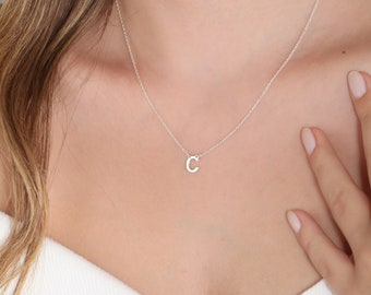 Collier initiale en argent sterling, collier initial délicat, cadeaux personnalisés, collier lettre personnalisé en or, idées cadeaux pour Noël, fait main