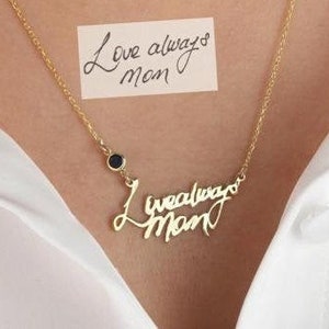 Ketting moeder oma, kerstcadeau, ketting kinderhandschrift, echte aangepaste handschriftsieraden, kind schrijven
