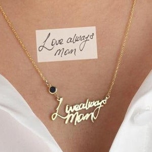 Actual Handwriting Necklace- Custom Signature Jewelry- Memorial Gift- Rose Gold Handmade Necklace- 925 Silver Personalized- Christmas Gifts