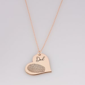 Actual Fingerprint Necklace Engraved Fingerprint Handwriting Jewelry Custom Heart Charm MEMORIAL NECKLACE Personalized Gift image 6