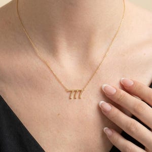 Custom Angel Number Necklace 111 Dainty Angel Number 444, 999, 777, 222, 555, 888, Angel Number Necklace For Women Lucky Date Necklace image 5