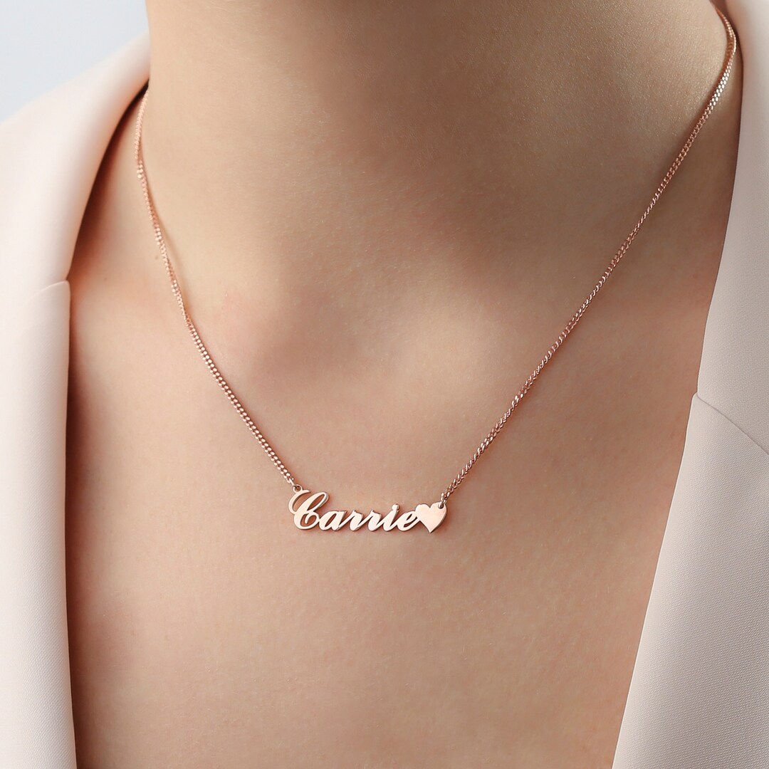 Gold Name Necklace Custom Rose Gold Jewelry 14K Solid Rose Gold