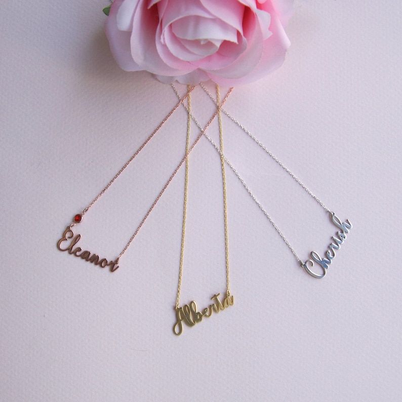 Name Bar Necklace - Bridesmaid gift - Gift for Friend - Name Necklace for Girls - Name Necklace Gold - Personalized Gift image 8
