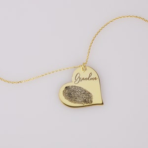 Actual Fingerprint Necklace Engraved Fingerprint Handwriting Jewelry Custom Heart Charm MEMORIAL NECKLACE Personalized Gift image 3