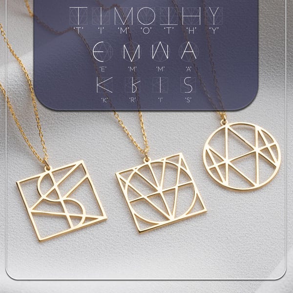 Custom Name Logo Necklace - Personalized or Gold Necklace - Hand-Drawn Unique Design - Perfect Gift for Any Occasion