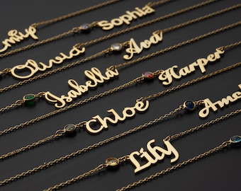 Custom Name Necklace - Birthstone Name Necklace - Personalized Name Necklace - Personalized Gift, Custom Name Jewelry Christmas Gift for Mom