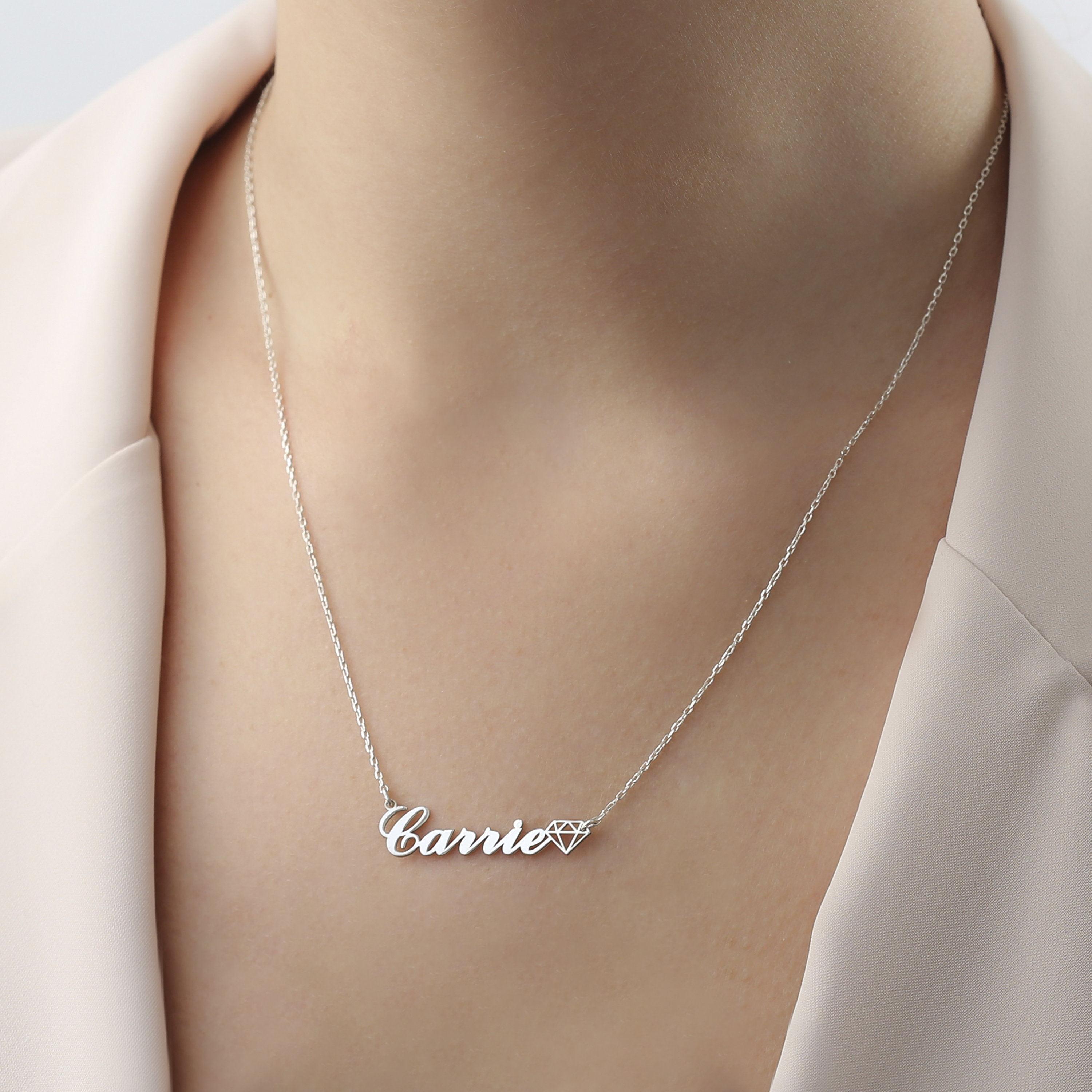 Rose Gold Name Necklace Personalized Silver Necklace Etsy UK