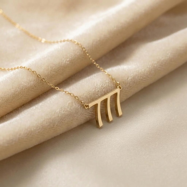 Custom Angel Number Necklace 111 Dainty Angel Number 444, 999, 777, 222, 555, 888, Angel Number Necklace For Women Lucky Date Necklace image 2