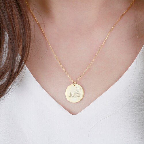 Personalized Disc Necklace Circle 