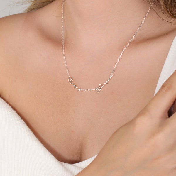 Collier prénom minimaliste multiple, collier 2 prénoms, bijoux prénom en or personnalisés, cadeau personnalisé pour elle, collier de Noël, bijoux de famille