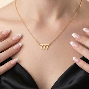 Custom Angel Number Necklace 111 Dainty Angel Number 444, 999, 777, 222, 555, 888, Angel Number Necklace For Women Lucky Date Necklace image 6