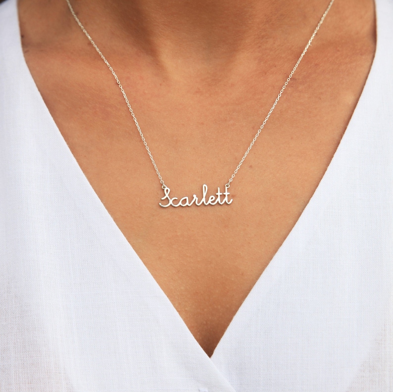 Name Bar Necklace Bridesmaid gift Gift for Friend Name Necklace for Girls Name Necklace Gold Personalized Gift image 4