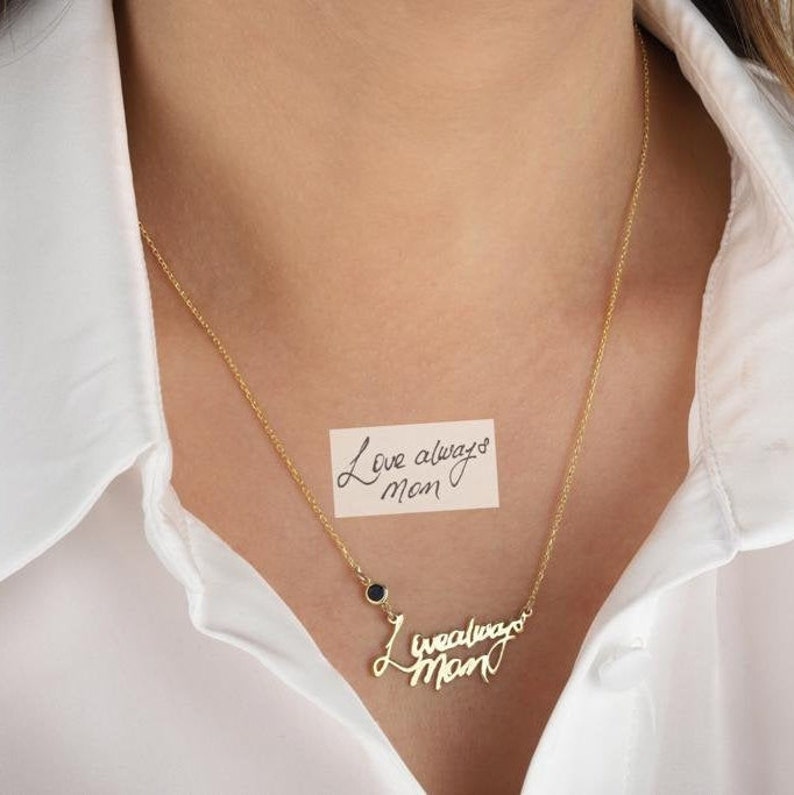 Handwriting Necklace Christmas Gift Signature Necklace Memorial Necklace Mother Gift Handwriting Jewelry image 1