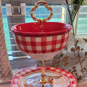 Pioneer Woman Gingham Red Tier Stand Most Popular Trending Gift for her mom mother sister wife daughter Easter Spring Summer catering cow