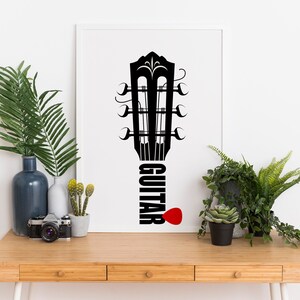 Guitar Neck Print Music Poster, Printable Art, Music Wall Art, Guitar Lover Gift, Word and Pick Modern Art, DIGITAL DOWNLOAD, PRINTABLE Art