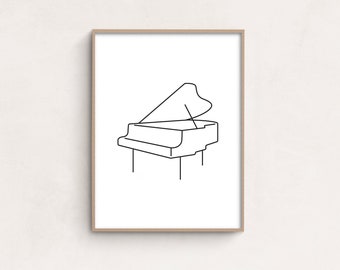 Piano Minimalist Art Print, Music Poster Printable,Piano Wall Art,Pianist Gift, Music Decor, Piano Line Art, DIGITAL DOWNLOAD, Printable Art